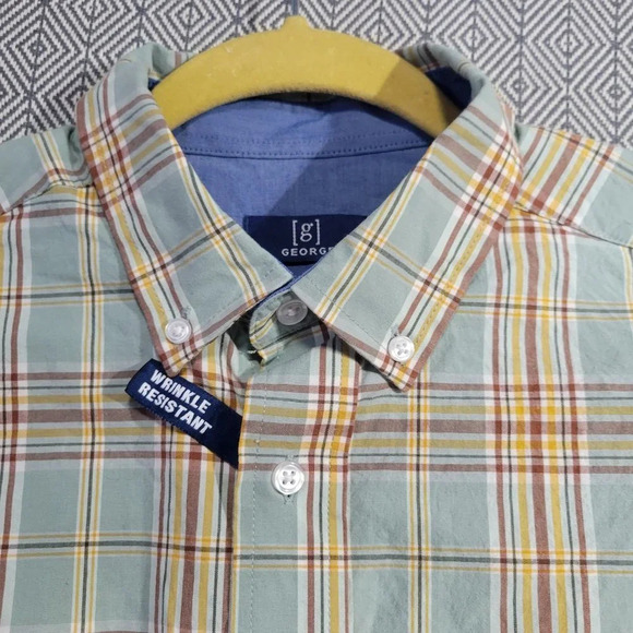 NWOT George Classic Multi-colored Long Sleeve Button Up kle Resistant Size Small - Picture 1 of 15